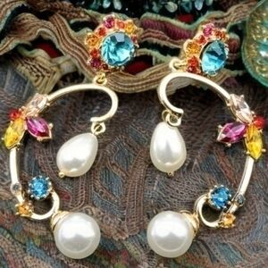 BOSTON PROPER UNIQUE TROPICAL GEM DROP EARRINGS